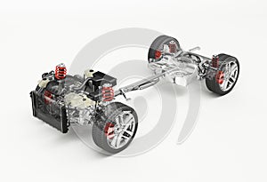 SUV Car Under carriage technical 3 D rendering