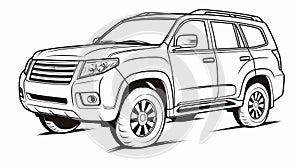 Suv Coloring Page: Toyota Land Cruiser In Simplistic Vector Art Style photo