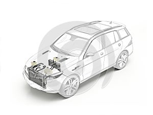 Suv cutaway showing cooling system.