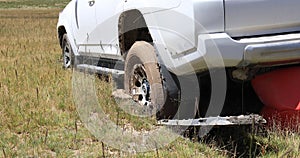 SUV got stuck in mud