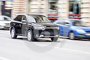 SUV on high speed in the city...