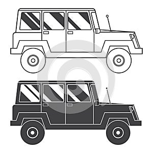 Suv Jeep Outline and Thin Line Icon