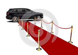 SUV limousine with a red carpet
