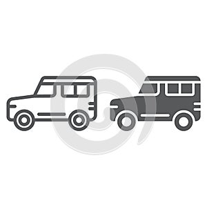 Suv line and glyph icon, transport and auto, car sign, vector graphics, a linear pattern on a white background.
