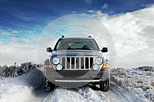 SUV on snow photo