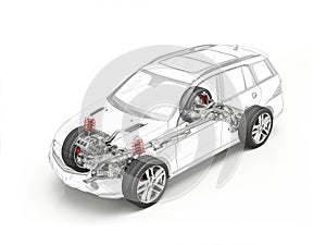 Suv technical drawing showing undercarriage.