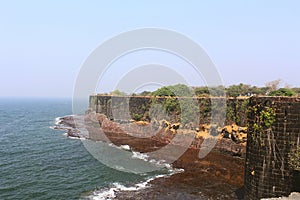 Suvarndurg fort, back view of bastion and Arabic sea, Fateghad, Kokan. Maharashtra