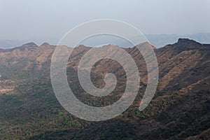 Suvela Machi a long strip of fortified walls and hill view of Rajgad fort