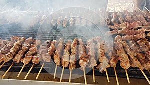 Suvlaki or souvlakia meat greek ethnic food