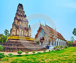 Suwan Chedi Jungkote and the Viharn of Wat Chammathewi, Lamphun, Thailand