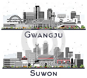Suwon and Gwangju South Korea City Skyline Set