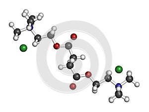 Suxamethonium chloride succinylcholine muscle relaxant drug molecule. Atoms are represented as spheres with conventional color. photo