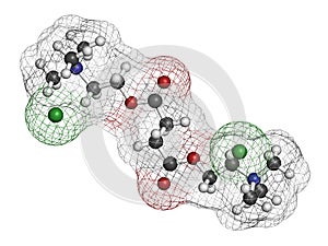 Suxamethonium chloride succinylcholine muscle relaxant drug molecule. Atoms are represented as spheres with conventional color. photo