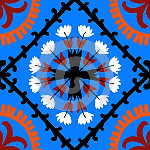 Suzani pattern with Uzbek and Kazakh motifs photo