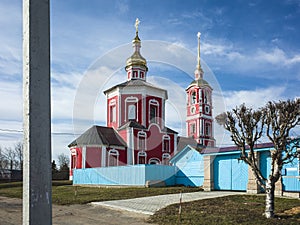 Suzdal, Church of holy noble princes Boris and Gleb on Borisov side Borisoglebskaya church in spring middle april photo