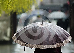 Suzhou ancient town with traditional china umbrell photo