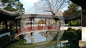 Suzhou classical garden corridor bridge