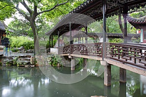 Suzhou Humble Administrator`s Garden in rains, Jiangsu, China
