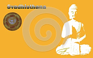 Svadhishthana chakra`s symbol witha buddha.Second primary chakra photo
