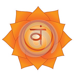 Svadhisthana. Sexual, second, sacral chakra symbol