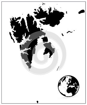 Svalbard Map Black Color. No text photo