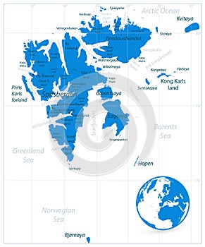 Svalbard Map Isolated On White