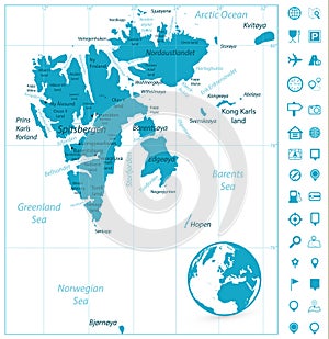 Svalbard Map and Navigation Icons