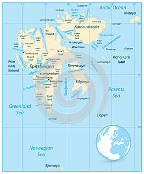 Svalbard Map. Sandy Color