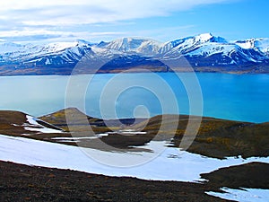 Svalbard. view from Mount Olaf. Norway. A tourist route