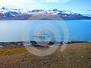 Svalbard. view from Mount Olaf. Norway. A tourist route