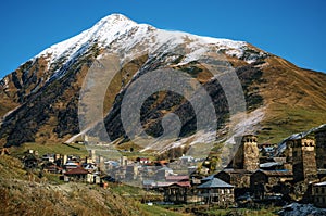 Svanetian Towers in Ushguli, Upper Svanetia, Georgia. Georgian landmarks