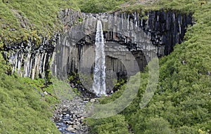 Svartifoss waterfall, Skaftafell National Park, bordering Vatnaj kull National Park, Iceland