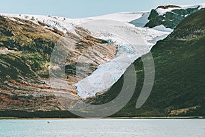 Svartisen glacier Landscape in Norway scandinavian nature landmarks photo