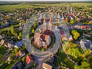 Sveksna Church in Lithuania. Sunset Time.