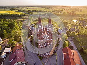 Sveksna Church in Lithuania. Sunset Time.