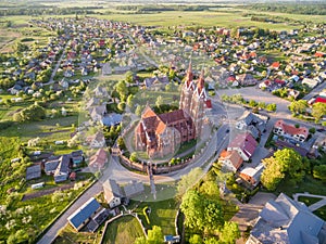 Sveksna Church in Lithuania. Sunset Time. photo