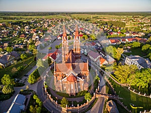 Sveksna Church in Lithuania. Sunset Time. photo