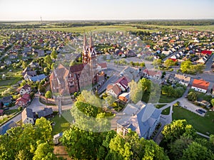 Sveksna Church in Lithuania. Sunset Time. photo