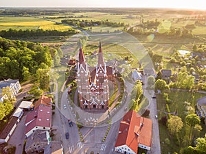 Sveksna Church in Lithuania. Sunset Time. photo