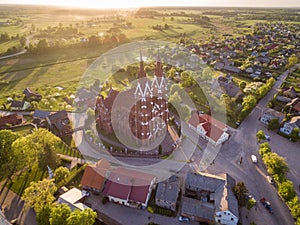 Sveksna Church in Lithuania. Sunset Time. photo