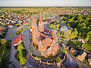 Sveksna Church in Lithuania. Sunset Time. photo