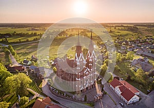 Sveksna Church in Lithuania. Sunset Time. photo