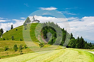 Sveti Jakob Hill with a Church on Top. Slovenia, Europe