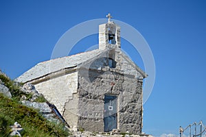 Sveti Jure Saint George church in Biokovo national park, Makarska, Croatia on June 19, 2019.
