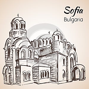 Sveti Sedmochislenitsi Kirche. Sofia, Bulgaria. Sketch. photo