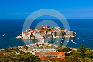 Sveti Stefan island. Adriatic sea. Montenegro.