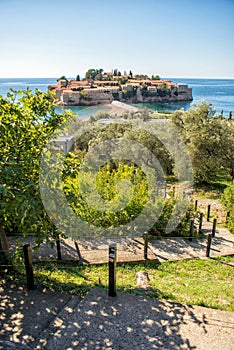 Sveti Stefan island beautiful view. Budva, Montenegro