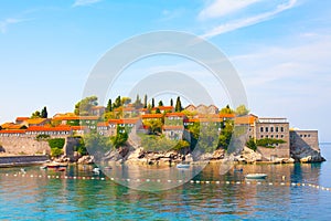 Sveti Stefan island on Budva Riviera, Montenegro