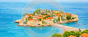 Sveti Stefan island on Budva Riviera, Montenegro