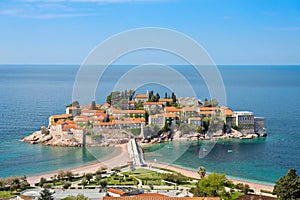 Sveti Stefan island at dusk, Montenegro